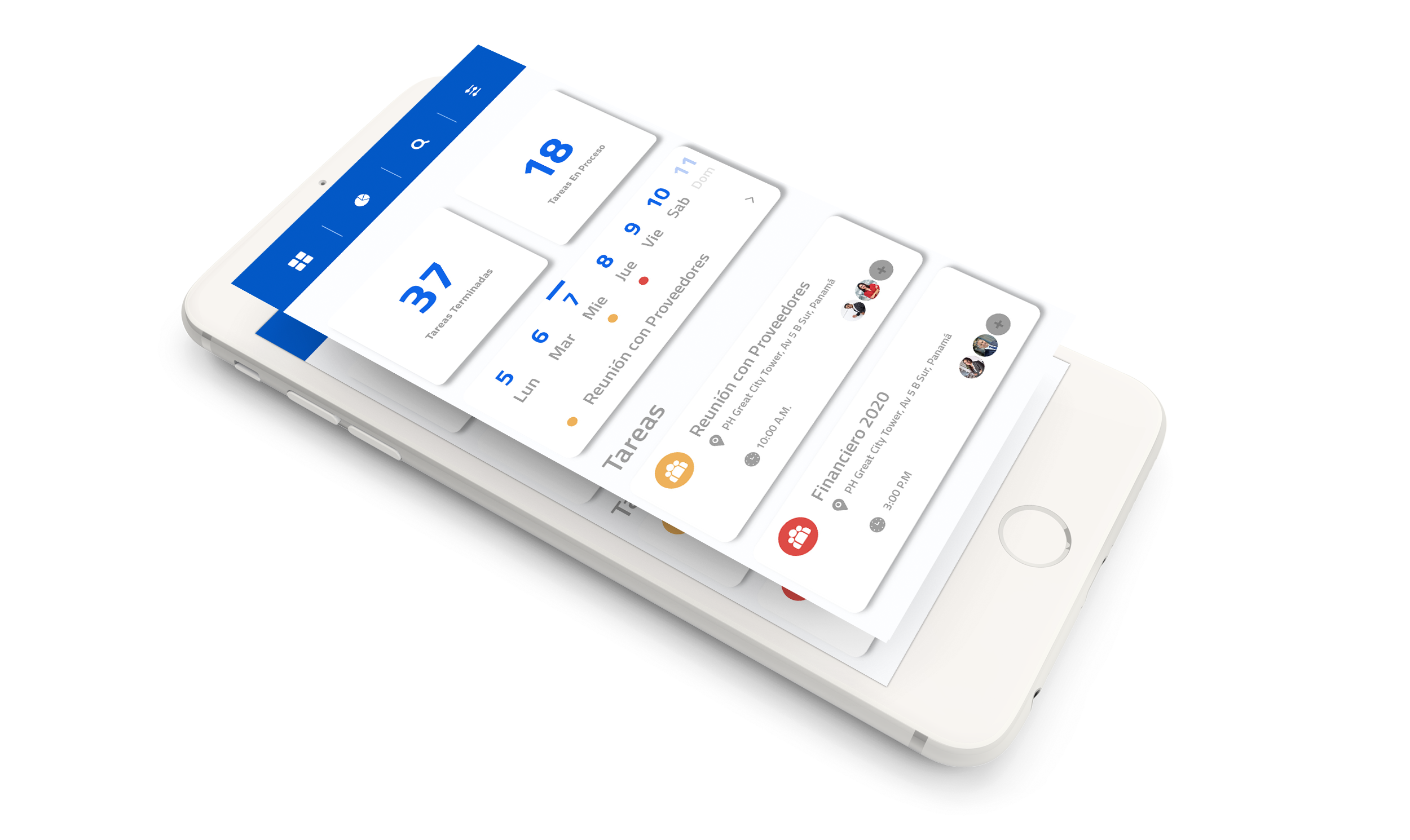 Oportunidades, Casos y Calendario app móvil